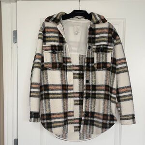 Joie Plaid Utility Jacket - Cream, Black, Tan